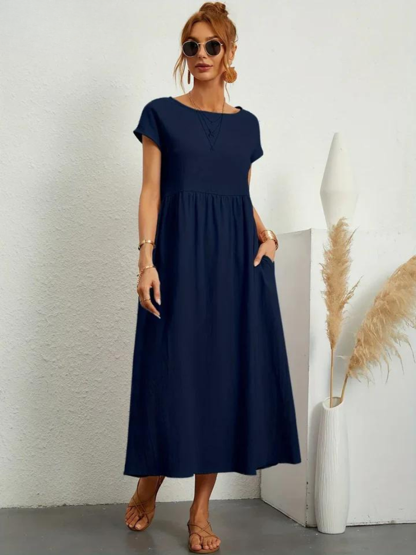 Ruby™ | Elegantes Essentielles Kleid aus Baumwolle und Leinen