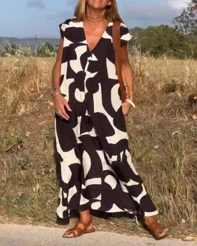 Stéphanie - Printed dress with V-neck