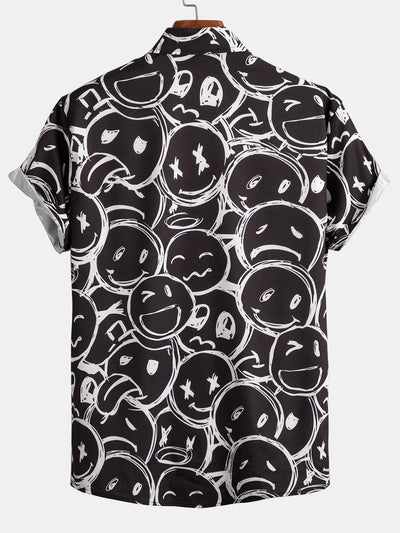 Lächelndes Druckshirt mit Knöpfen