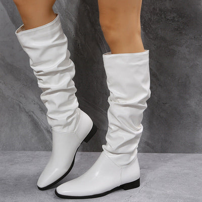 Emily – Weiße Cowboy-Stiefel mit spitzer Zehe