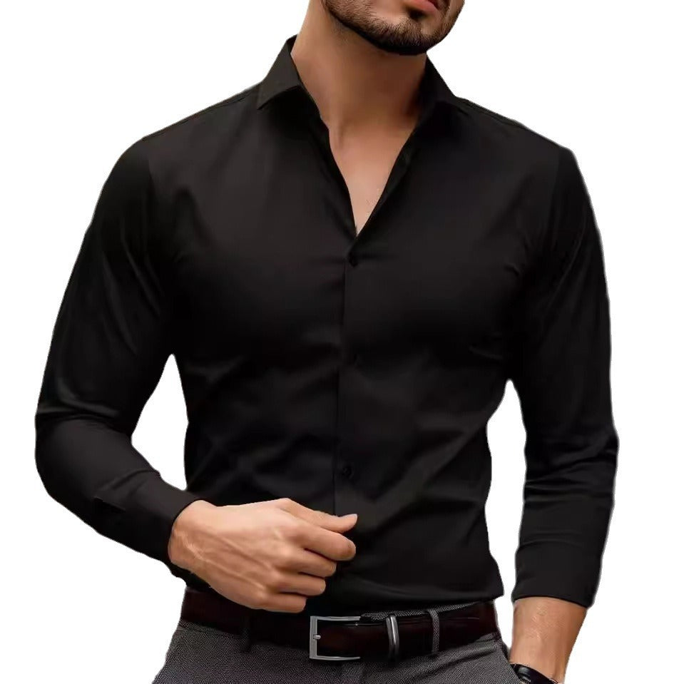 Sean – Business Hemd mit Revers und einfarbigem Design