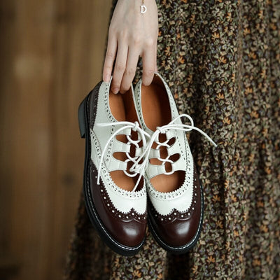Dawn – Stilvolle Damen Oxford Schnürschuhe aus veganem Leder mit Farbkombination