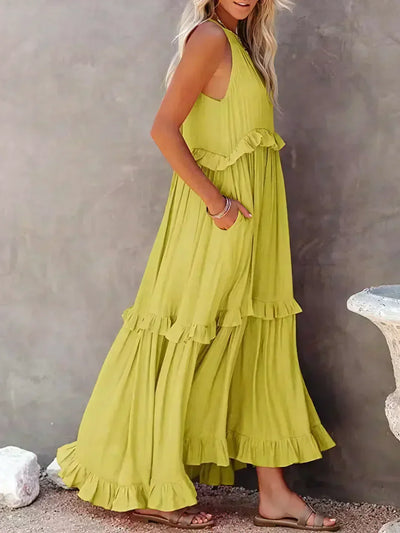 Sarah | Maxikleid mit Volants und Halter (Fast ausverkauft)