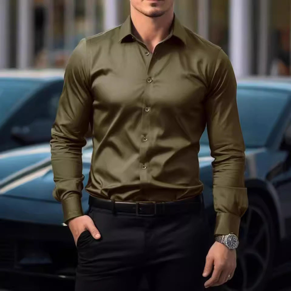 Sean – Business Hemd mit Revers und einfarbigem Design