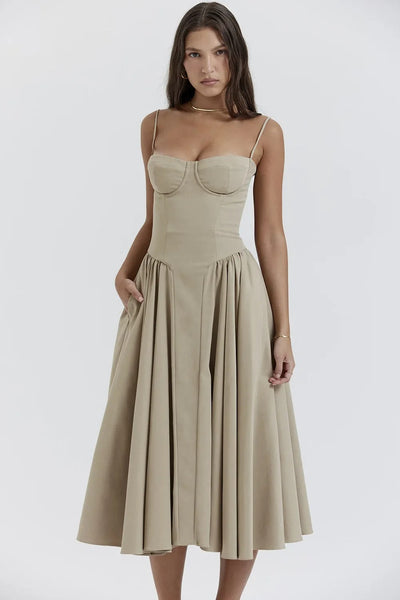 Bärbel | Ärmelloses Midikleid mit Korsettschnitt