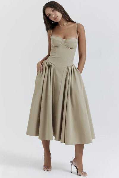 Bärbel | Ärmelloses Midikleid mit Korsettschnitt