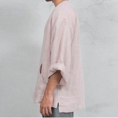 Ethnisches, lockeres Leinen-T-Shirt für Männer