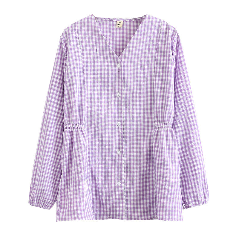 Lucy – Schmaler Damen-Plaid-Cardigan mit V-Ausschnitt und langen Ärmeln