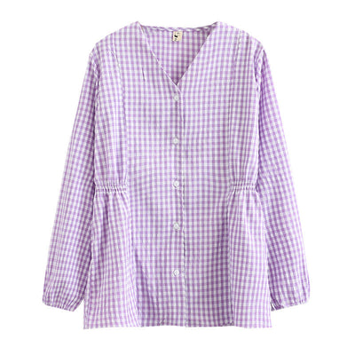 Lucy – Schmaler Damen-Plaid-Cardigan mit V-Ausschnitt und langen Ärmeln