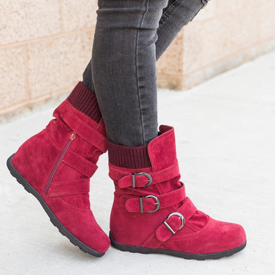 Nicola – Flache Damenstiefel mit dicker Baumwolle