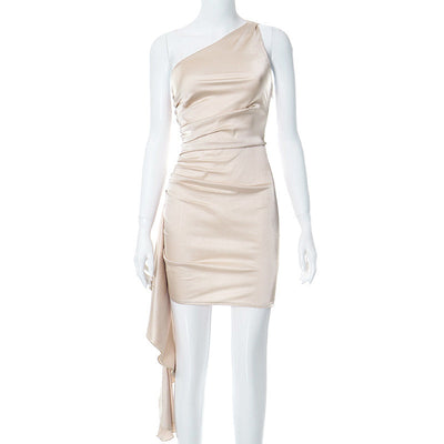 Hannah – Einseitiges ärmelloses Mini-Kleid mit sexy schlanker Rückansicht für Partys und Hochzeiten