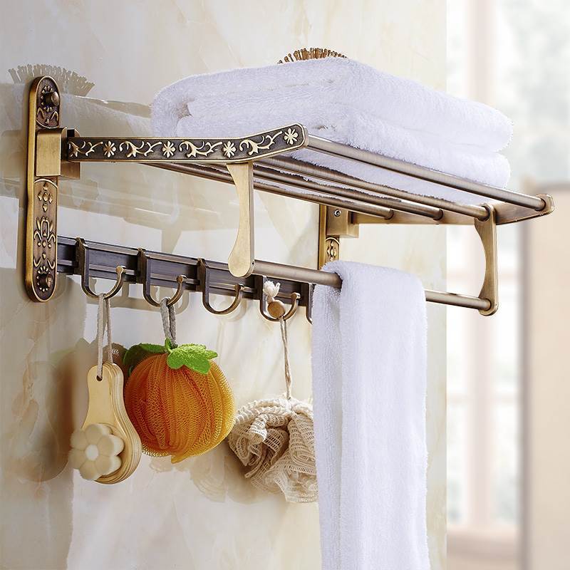 Antikes Bronze Badezimmerzubehör Set – Handtuchhalter, Toilettenpapierhalter, Bürstenhalter | Platzsparende Aluminium Badaccessoires