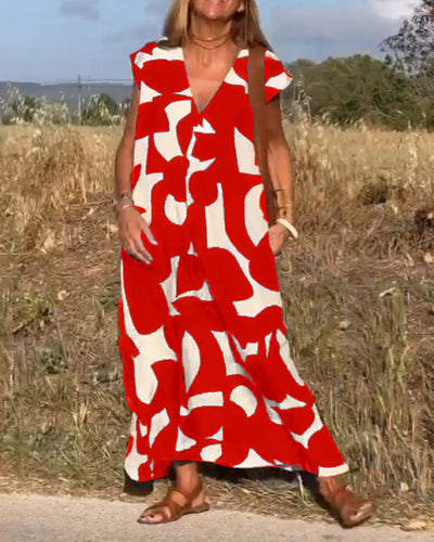 Stéphanie - Printed dress with V-neck