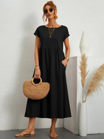 Ruby™ | Elegantes Essentielles Kleid aus Baumwolle und Leinen