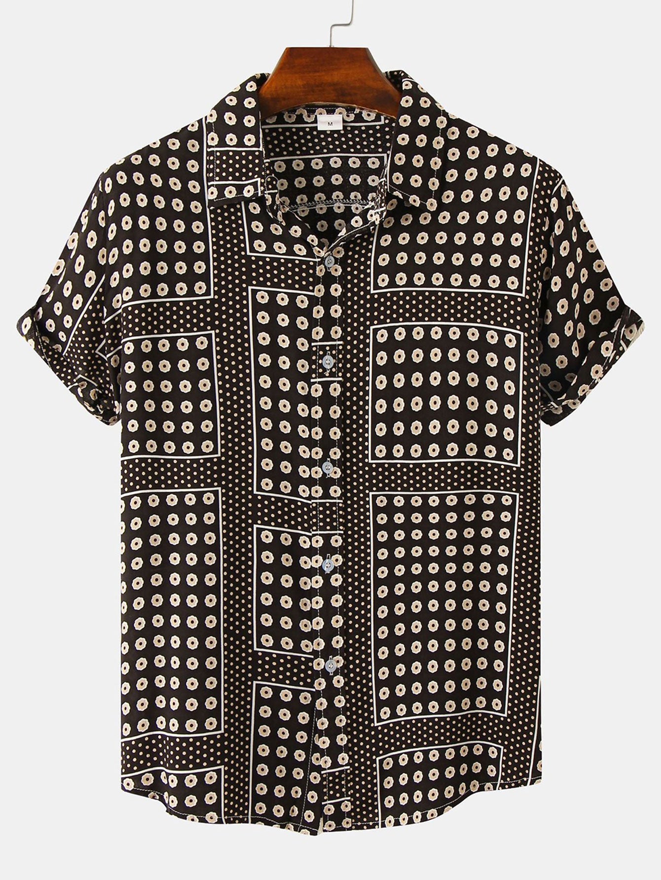 Polka-Dot-Shirt mit Blumenmuster und Buttonfverschluss