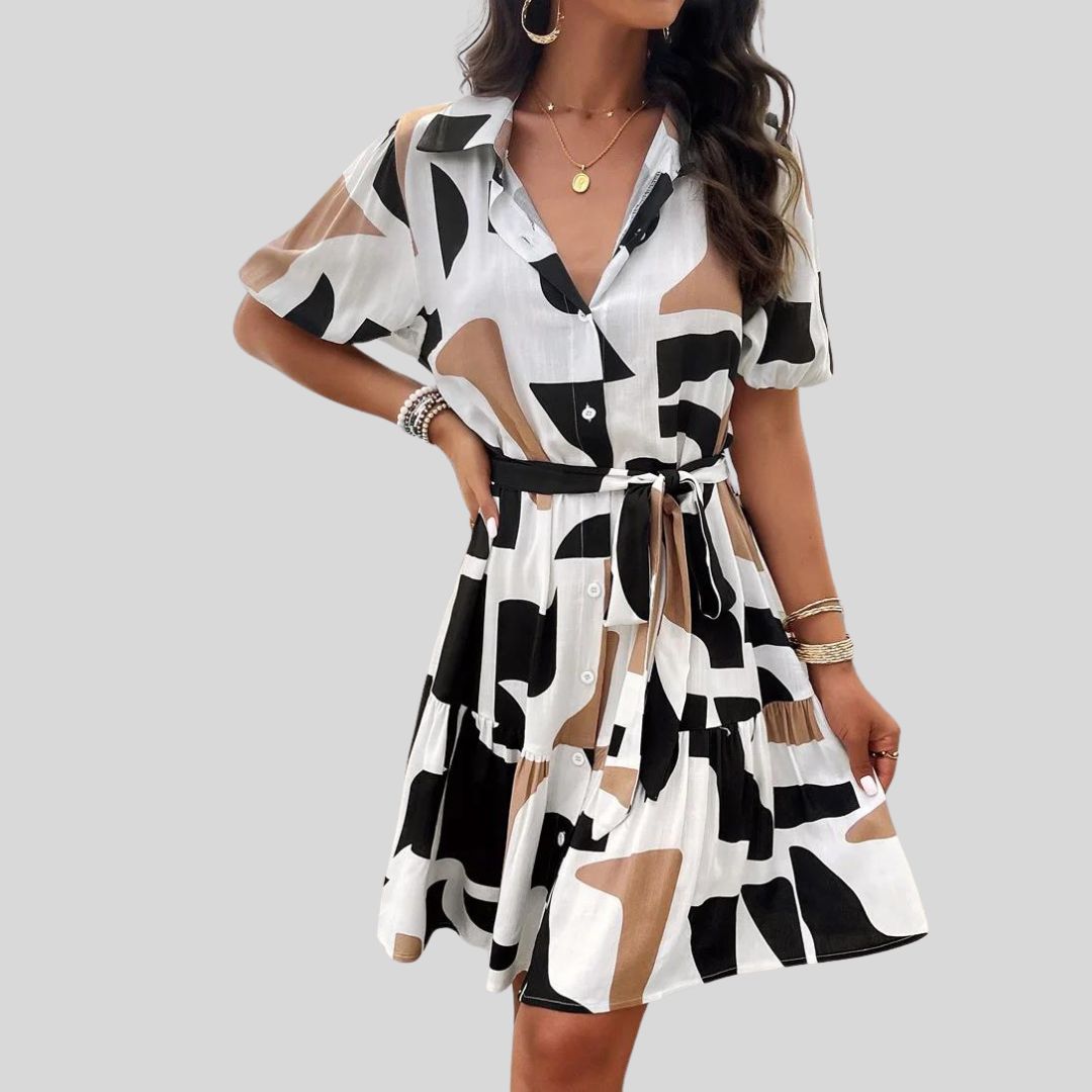 Hemdkleid mit abstraktem Druck