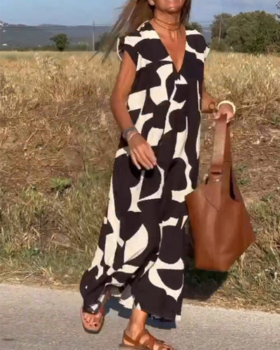 Stéphanie - Printed dress with V-neck