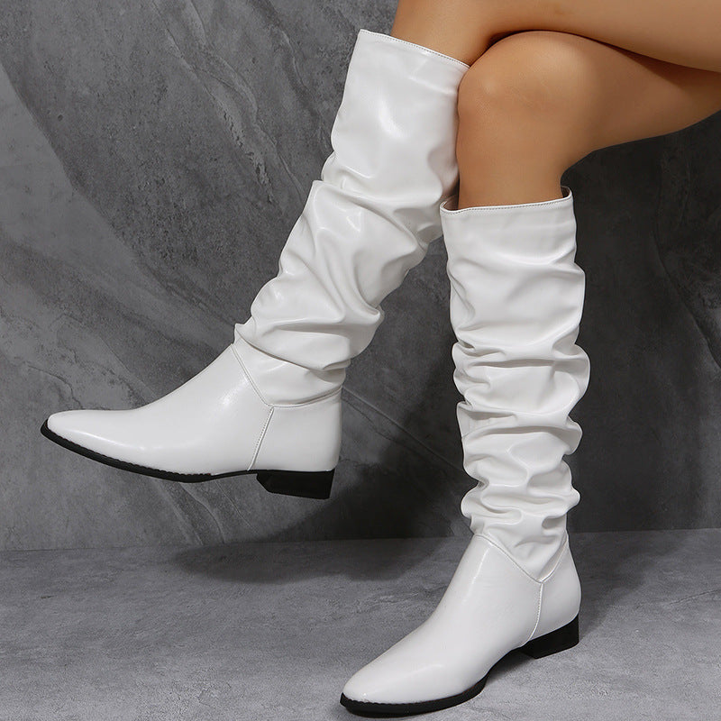 Emily – Weiße Cowboy-Stiefel mit spitzer Zehe