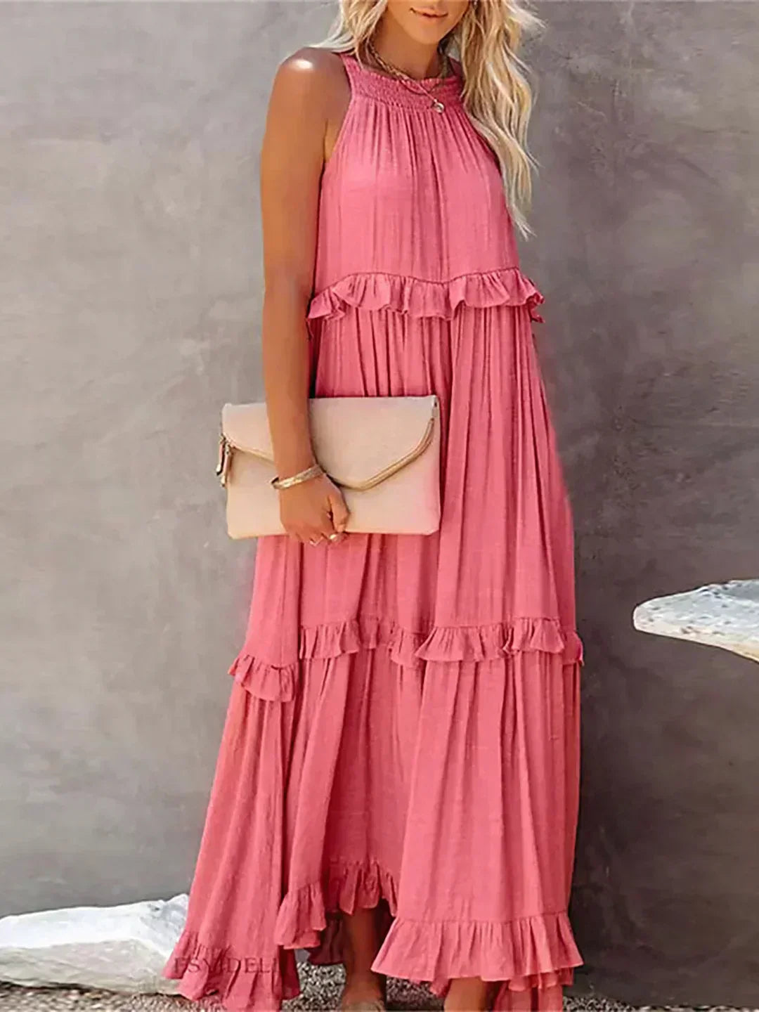 Sarah | Maxikleid mit Volants und Halter (Fast ausverkauft)