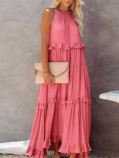 Sarah | Maxikleid mit Volants und Halter (Fast ausverkauft)