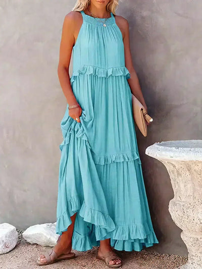 Sarah | Maxikleid mit Volants und Halter (Fast ausverkauft)