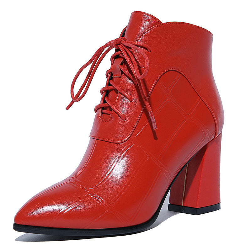 Sharon – Damenhochstiefel mit dickem Absatz aus veganem Leder