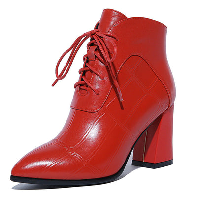 Sharon – Damenhochstiefel mit dickem Absatz aus veganem Leder