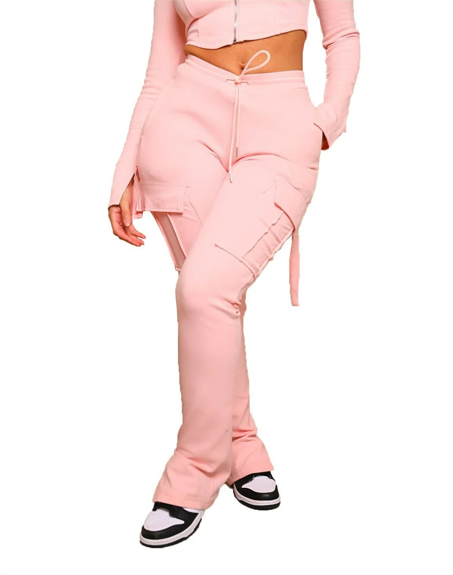 Damen Cargohose mit hoher Taille und schmalem Schnitt