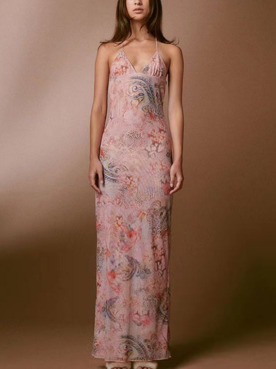 Phoebe – Sexy Slim Kleid mit floralem Druck und Spaghetti-Trägern