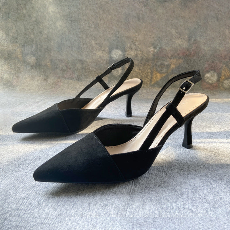 Louise – Damen High Heels aus Premium-Vegan-Veloursleder mit Schnalle