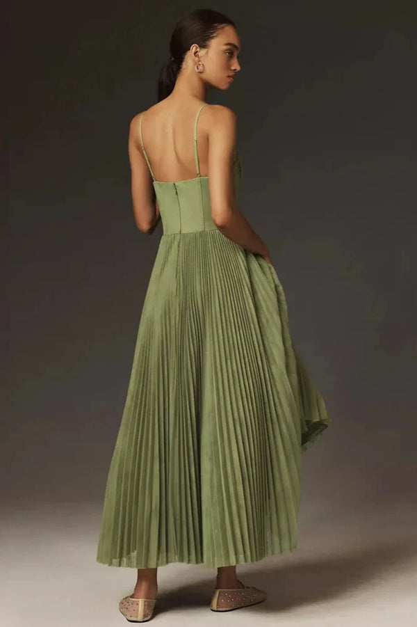Claire – Pleated tulle dress with asymmetrical draping