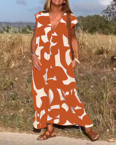 Stéphanie - Printed dress with V-neck