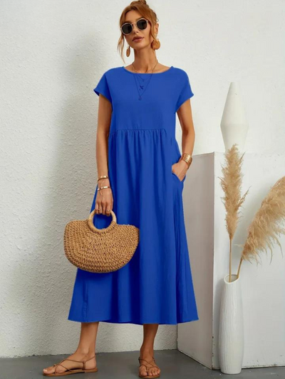 Ruby™ | Elegantes Essentielles Kleid aus Baumwolle und Leinen