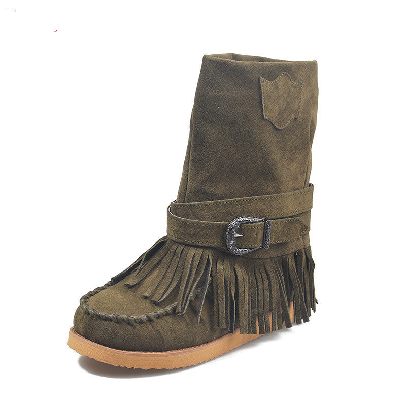 Jessica – Modische Damenstiefel mit Fransen und Schnalle