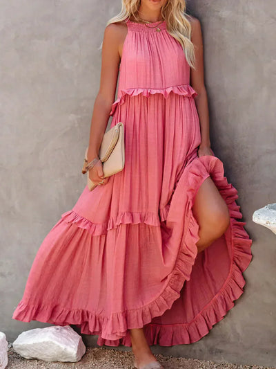 Sarah | Maxikleid mit Volants und Halter (Fast ausverkauft)