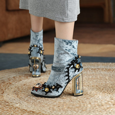 Emily – Gestickte Damenstiefel mit Perlenbesatz und Reißverschluss