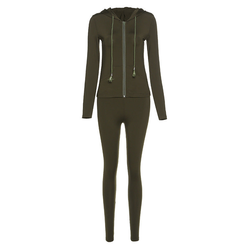 Melanie – Mehrfarbiger Damen Kapuzenanzug im Slim Fit