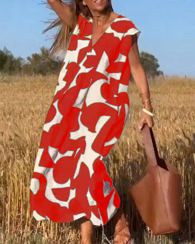 Stéphanie - Printed dress with V-neck