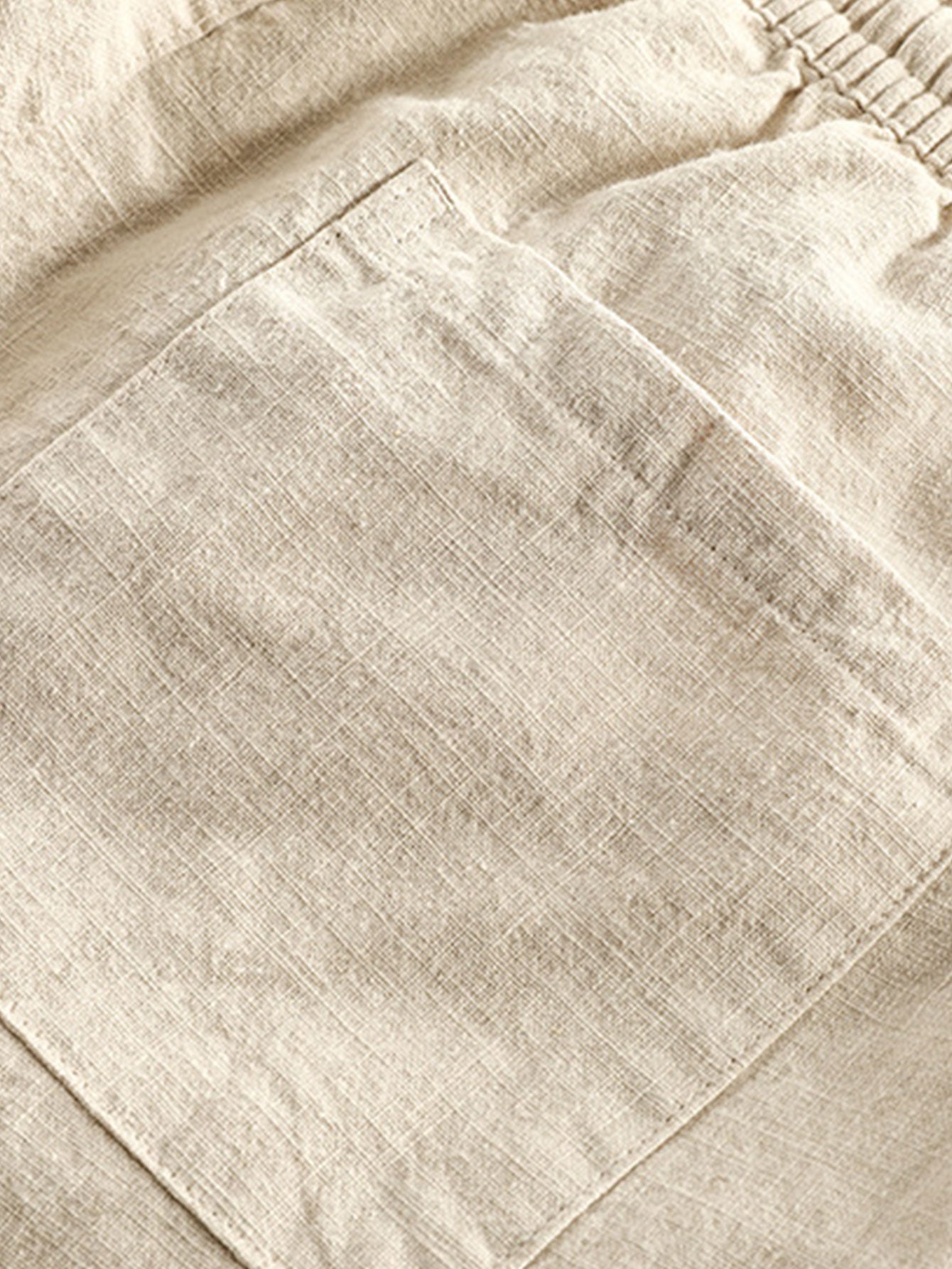 Langärmeliges Hemd mit Knopfleiste aus Leinen-Baumwoll-Mischung und Hose aus Leinen-Baumwoll-Mischung