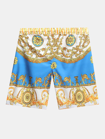 Geknöpftes Hemd und Shorts mit Barockdruck