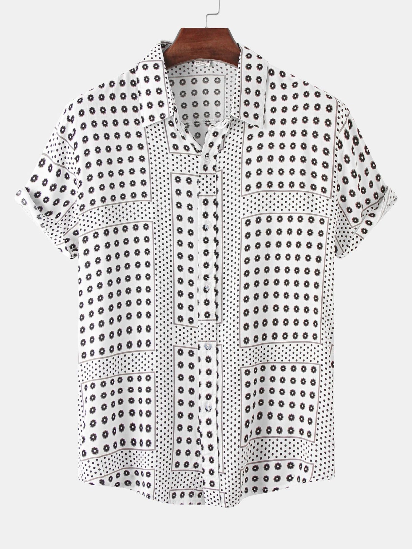 Polka-Dot-Shirt mit Blumenmuster und Buttonfverschluss