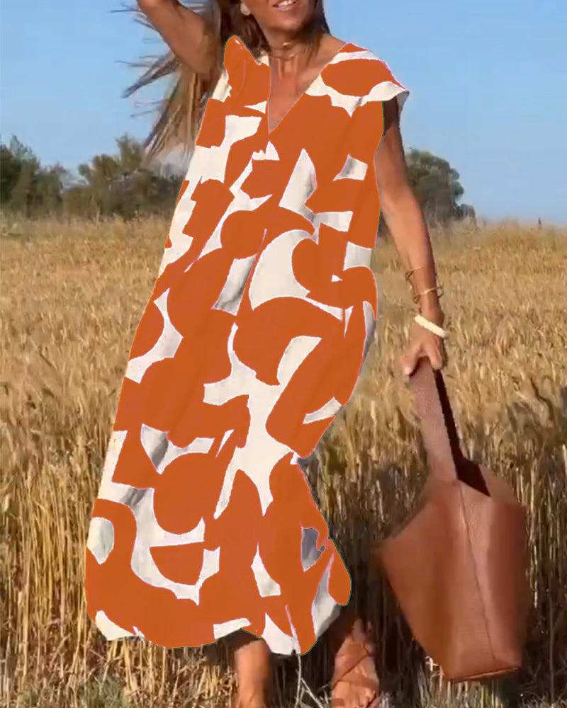 Stéphanie - Printed dress with V-neck