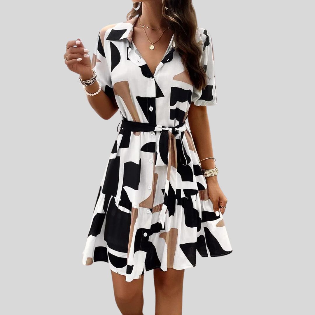 Hemdkleid mit abstraktem Druck