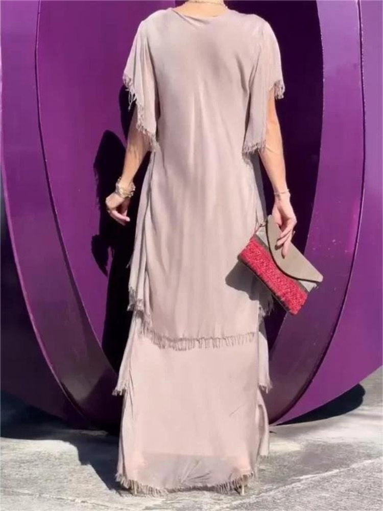 SAVANE | Elegantes Fließendes Langkleid mit V-Ausschnitt