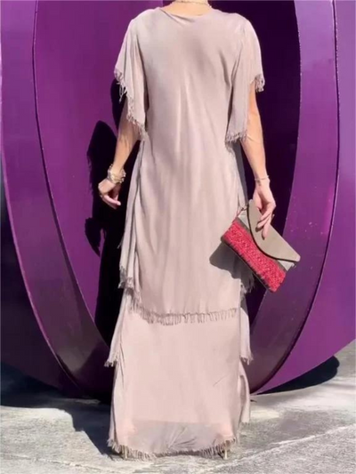 SAVANE | Elegantes Fließendes Langkleid mit V-Ausschnitt