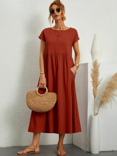 Ruby™ | Elegantes Essentielles Kleid aus Baumwolle und Leinen