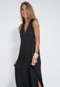 Schwarzes Kleid + Weste in Kaffee