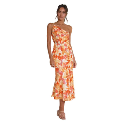 Carina - Asymmetrisches Maxikleid mit floralen Muster