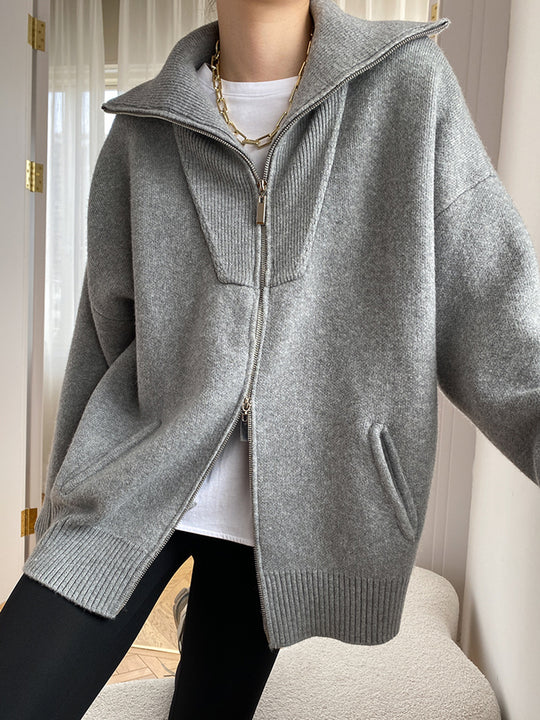 Übergroße Strickjacke mit offenem Kragen