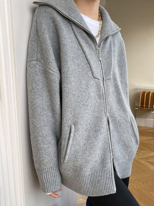 Übergroße Strickjacke mit offenem Kragen